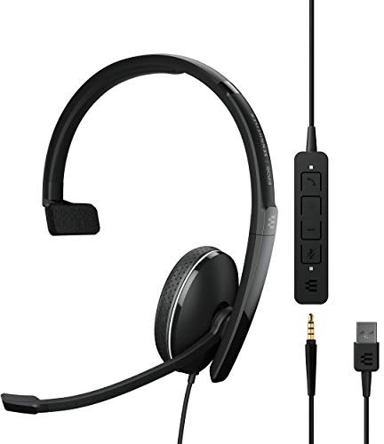 EPOS Sennheiser Adapt 130 USB-C II (1000917) – Kabelgebundenes einseitiges, UC-optimiertes Headset mit USB-C-Konnektivität – Überlegener Klang – verbesserter Komfort, Anrufsteuerung – Schwarz