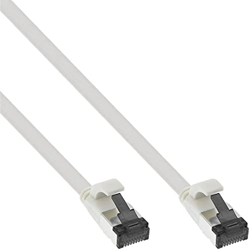 InLine® Patchkabel flach, U/FTP, Cat.8.1, TPE halogenfrei, weiß, 0,3m