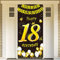 DPKOW Black Gold 18th Birthday Decoration for Boy Girl, Black Gold 18th Birthday Banner for Backdrop Door Decoration,18th Birthday Background Banner for Garden Table Wall Decoration, 185 x 90cm Fabric