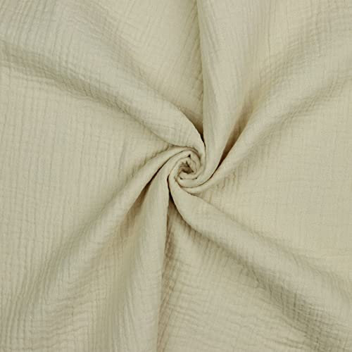 VmG-Store Double Gauze Musselin Stoff Tex zertifiziert Uni Meterware über 40 Farben 100% Baumwolle (028 I Beige, 200 x 135cm)