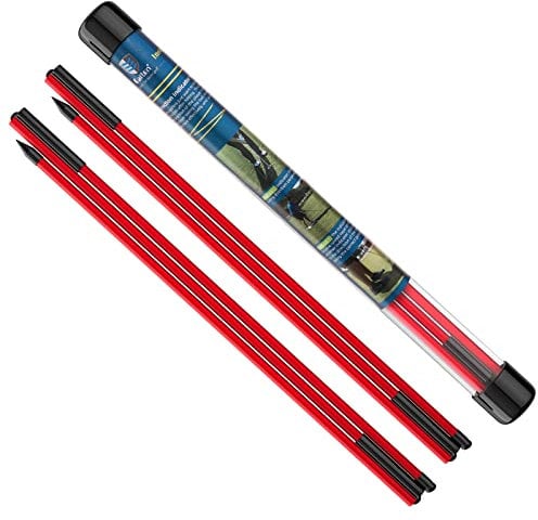 MoKo Golf Alignment Stick, 2 Pack Swing Trainer Tool, 48 Collapsible Alignment Stick Golf Training Aid for Aiming, Putting, Posture Corrector, Golf Practice Sticks with Clear Tube Case, Red