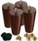 KOIKEY Lot de 4 pieds de meubles ronds modernes en bois massif pour canapé, commode, table basse, support TV, 10 cm, couleur noyer