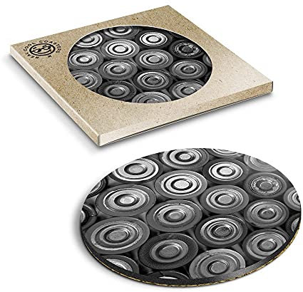 1 x Eco Boxed Cork Coasters - BW - Retro Batteries Power Bank Drink Cup Mug Glass Table Mat #38896