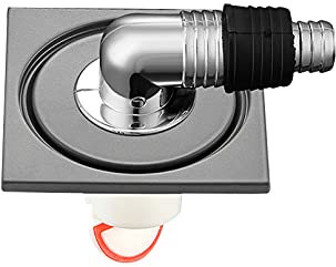 Edelstahl Bodenablauf 100x100mm Quadratisch Anti Geruch Badezimmer Boden Abfluss Bad Dusche Küche Badablauf Drainage Reinigen für Waschraum mit Abflussrohrverbindung (B)