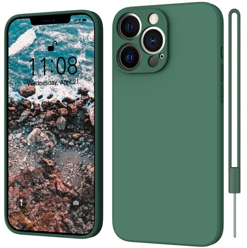 ORDA for iPhone 13 Pro Case Silicone Ultra Slim Soft Gel Rubber Cover for iPhone 13 Pro Phone Case Thin Anti-Scratch Microfiber Lining Compatible for iPhone 13 Pro 6.1 inch Dark Green