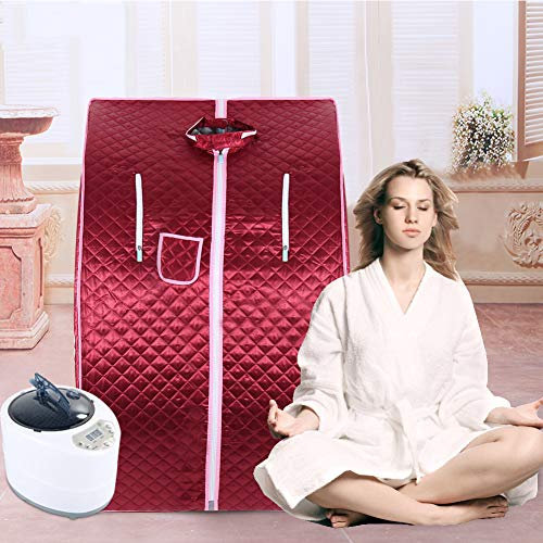 Willonin Dampfsauna, Sauna-Spa-Zelt mit Fernbedienung, Klappstuhl, tragbarer Dampfgarer, tragbare Saunabox für den Haushalt- 99x88x76 cm (Großes Rot)