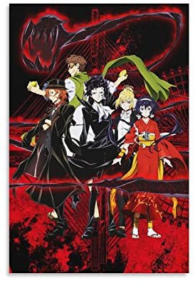 nuochen Bungo Stray Dogs Japanisches Animations-Poster, Animations-Cartoon-Poster, 2 Bilder, Wandkunst, Poster, Gemälde, Leinwand, Poster, Kunstwerke, Raumästhetik, 20 x 30 cm
