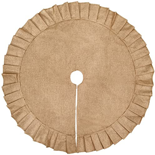 Medoore Jupe de sapin de Noël en toile de jute avec bordure à volants rustique en toile de jute pour décoration de sapin de Noël, 88,9 cm