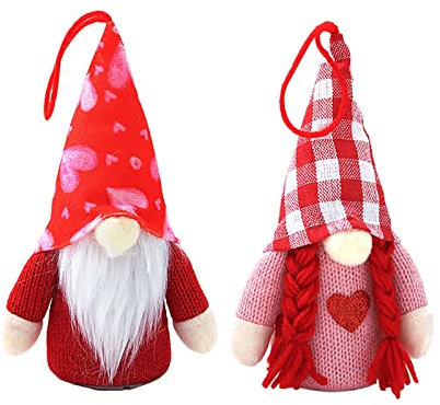 BOTCAM Valentine's Day Gnome Plush Decorations Handmade Swedish Tomte Ornaments Holiday Gnome Doll for Home Graduated Tray 2 Pieces Plant Pot Small (A-a, One Size)