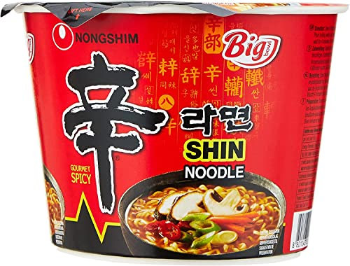 Gharana Swaad Ka Khazaana Nongshim Shin Ramyun Big Bowl Korean Variety of Noodle Flavoured with Spicy Chilli Flavour - 114g (Pack of 16)