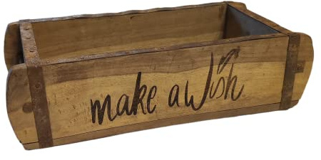 Rungassi Holz Aufbewahrung-Box Ziegelform Vintage Dekoration make a Wish