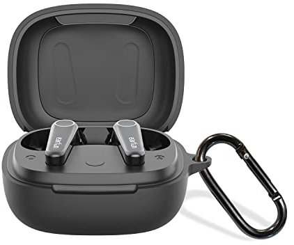 EarFun Silikon Hülle for EarFun Air Pro 3, Voller Schutz Silikon Schutzhülle mit karabiner, Schwarz