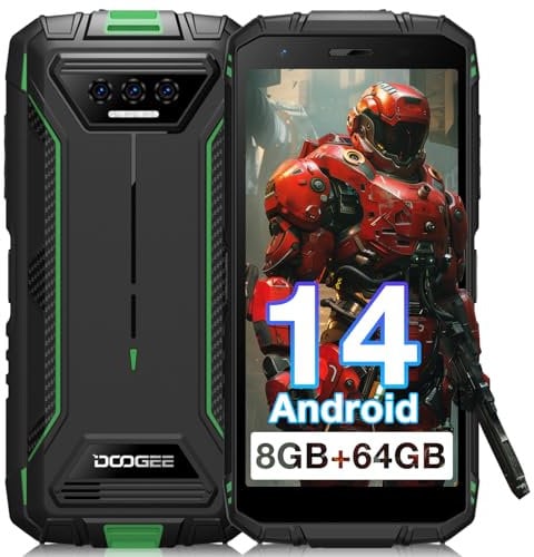 DOOGEE S41T Outdoor Handy Ohne Vertrag [2025], 6300 mAh, 8GB RAM+64GB/ 1TB Erweiterbar ROM, Android 14 Outdoor Smartphone 5,5 Zoll HD+ IP68/P69K, 13MP Kameras, 4G Dual SIM NFC/OTG/GPS