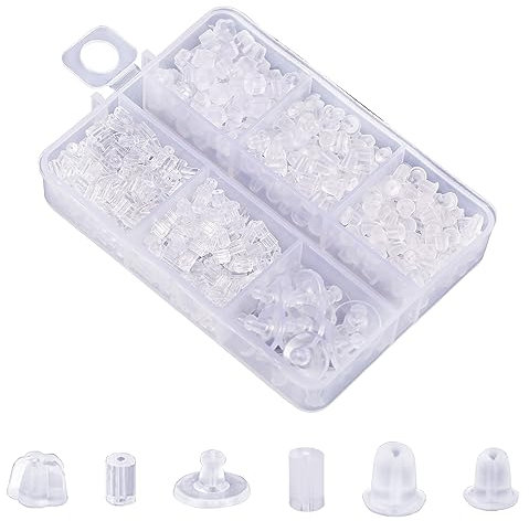 800 Stück Ohrring Stecker Verschlüsse Silikon, Transparent Ohrstecker Stopper Einfach zu Tragen Ohrstecker-Rückseite Weich Ersatz für Ohrring-Verschlüsse (6 Stile)