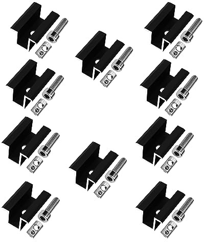 SUNEX® Mittelklemme Photovoltaik, Modulklemme Aluminium für Solarmodul Klemmen, PV Klemmen mit Nutenstein für Montageschiene, Solarschiene und PV Profil, Modulhöhe 35 mm, Schwarz, 10 Stück