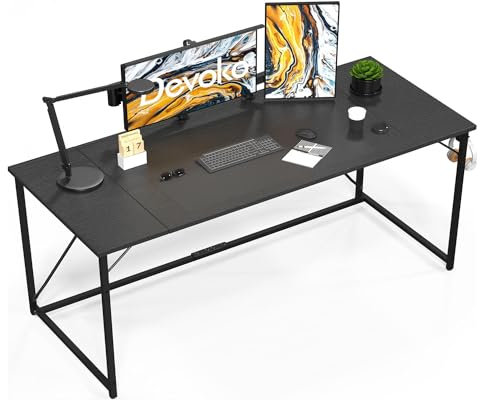 Devoko Computer Desk 100 x 50 x 75 cm, Home Office desk, Study Writing Small Desks, Gaming for Home Workstations, Industrial Design Black Desk Metal Frame, Black