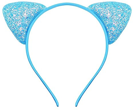 Smbcgdm Serre-tête pour fille - Décoration de coiffure - Avec oreilles de chat - Bleu ciel