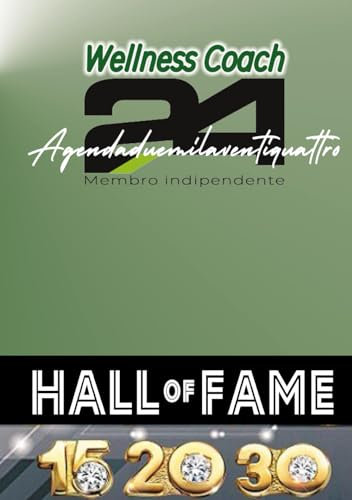 Agenda 2024 Wellness Coach: cm17.7x25.4 Settimanale, calendario eventi, frasi Mark e Jim, schede obiettivi, contatti, report vendite, casa del volume, ... mattina e sera e controllo andamento attività