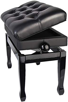 RWRAPS Piano Stool Piano Bench Keyboard Benches with Padded Cushion and Storage Compartment for Music Books,Comfortable Leather Padded Seat,for Playing Practice (Black)