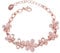 FRCOLOR Rose Gold Flower Bracelet with Hollow Petals, Adjustable Crystal Beads Design Bracelet, Tin Alloy Wrist Jewelry for Women