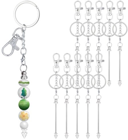 simarro Beadable Keychain Bar, Alloy Blank Keychain DIY Keychain Accessories Kit for Pendant DIY Keychain Making Supplies Jewelry Making Gift(10)