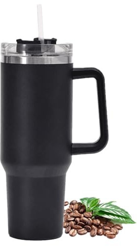 VBLL 40 Unze 𝐓𝐮𝐦𝐛𝐥𝐞𝐫 𝐁𝐞𝐜𝐡𝐞𝐫 mit Deckel Strohhalm und Griff, doppelwandiger Vakuum-Edelstahlbecher, Thermoskanne für heiße und kalte Getränke, isolierter Reisebecher
