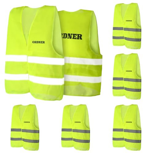 jiawaggag Warnweste mit aufdruck ordner warnwesten ordner westen gelb sicherheitsweste ordner Signalweste Reflektionsstreifen XL (5, Fluoreszierendes Gelb)