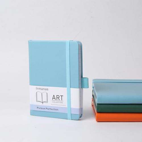 Irmanas A5-Notizbücher mit liniertem Papier, Softcover-Journale mit Stiftschlaufe, jeweils 160 Seiten - Lederhardcover für Geschäft, Büro und Studenten(Azurblau)