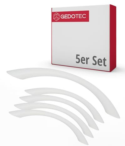 Gedotec Möbelgriffe für Kinderzimmer | Bohrabstand 128 mm | Farbe Weiss | 5 Stück | Schubladengriffe Kunststoff | COLOUR | Türgriffe bunt | Möbelgriffe Kinder | Griffe Möbel | Türgriffe Schrank