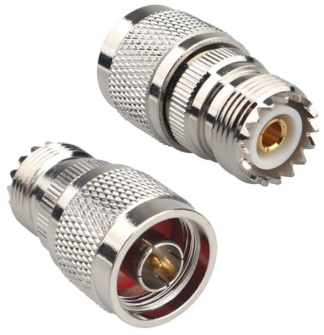Futheda 2 adattatori N maschio a SO239 UHF femmina, connettore coassiale RF compatibile con cavo di estensione coassiale trasmissione Wi-Fi radio telefono ripetitore antenna ripetitore ripetitore