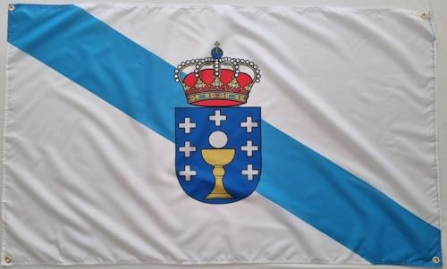 Bandera de Galicia, reforzada con 4 ojales, 150 cm x 90 cm (Galicia) Ideal Balcones MateyCo
