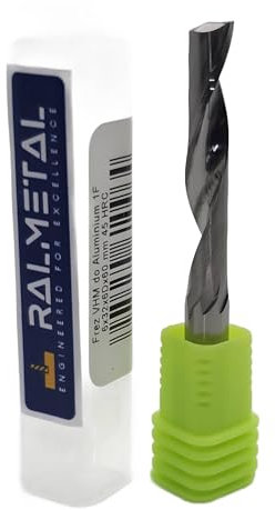 CNC Fräser für Aluminium 6 x 6 x 60 mm - VHM Schaftfräser 45 HRC Arbeitslänge 32 mm - Einflutiger Alu Fräser - Fräser Bit für Weichmetalle und Kunststoffe