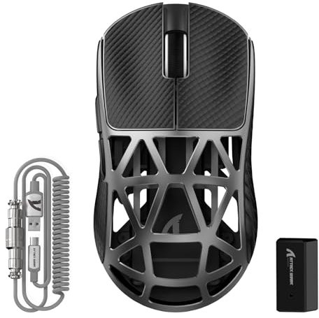 ATTACK SHARK R2PRO 45g Souris Super Léger en Alliage de Magnésium, PixArt PAW3950 Capteur, 42000DPI, 8000Hz Polling Rate, 2,4G/BT/Filaire, G502, Souris Programmables avec Câble Spiralé, PC/Mac, Gris