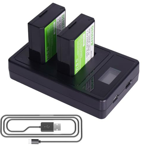 2X DENEEPR 7.2V 2300mAh Li-ion con LED Caricabatteria doppio compatibile con Batteria Canon LP-E10 EOS 1100D 1200D 1300D 2000D, EOS Rebel T3, T5, T6, Kiss X50, Kiss X70 fotocamera reflex digitale