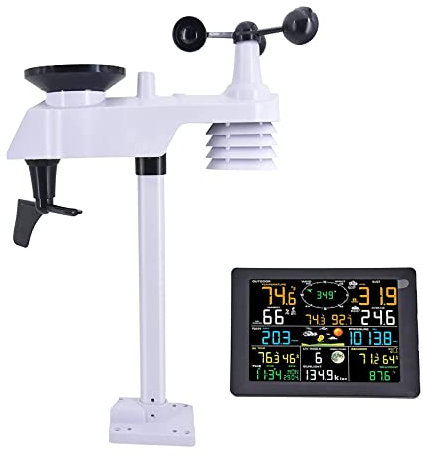 MRKU Stazione meteorologica WiFi Professionale con sensore Esterno, previsioni del Tempo, anemometro