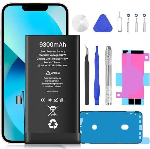 BOANV 9300mAh Battery for iPhone 13 Mini, (2024 New Upgrade) Super High Capacity Replacement Battery for iPhone 13 Mini (A2481 A2629 A263 A2626 A2628) with Professional Replacement Tool Kits