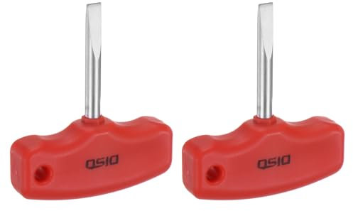 sourcing map 2pcs SL6 T-Handle Tip Slotted Screwdriver Magnetic Flat Head Screwdrivers CR-V Pocket Screwdriver for DIY Repairing, Red