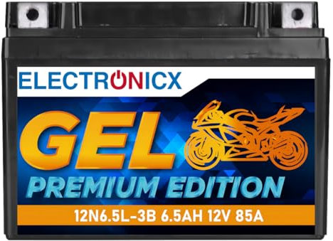 Electronicx GEL Motorradbatterie 12N6.5-BS 12V 6.5Ah – Wartungsfrei, Hohe Startleistung, Vibrationsresistent – Ideal für Motorrad, Roller, Quad, ATV