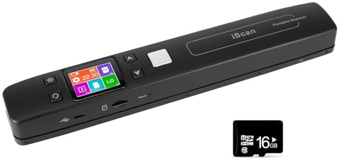 Portable Document Scanner - Upgrade Support WiFi & Rechargeable Handheld Portable Scanner Photo Scanner Mobile Scanner Handy Scan, JPG/PDF Format, UP to 1050 DPI, with 16G SD Card