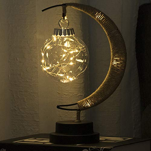 Changtai LED Mond Tischlampe Warmweiß Mondlampe Metall Mondform Schreibtischlampe Nachttischlampe Weihnachtsdeko Ramadan Tischdeko für Heim Schlafzimmer Büro Geschenke für Frauen Mädchen Jungen
