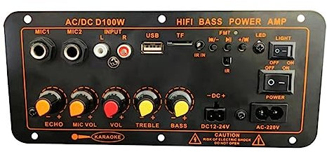 Rtauhife Placa Amplificadora Bluetooth MAX 300W 12V 24V 220V Placa Amplificadora Subwoofer Soporte MicróFono para Coche Audio en Casa Enchufe de la UE