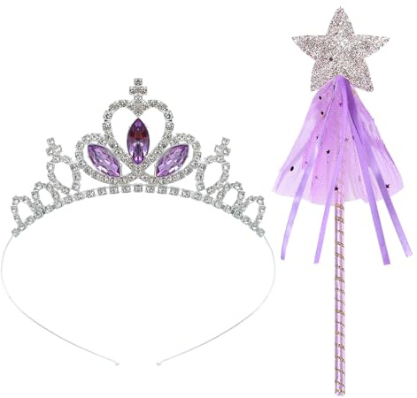 Cosysparks Prinzessin Krone Mädchen, Kinder Kristall Krone Fee Wand Prinzessin Dress up Haarschmuck Mädchen Haarzubehör Geburtstag Tiara Geschenk für Mädchens 3-12 Jahre