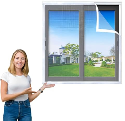 Zanzariera Porta Finestra 85x90cm Bianco Zanzariere su Misura Anti-Zanzare per Porte Scorrevoli, Garage, Finestra
