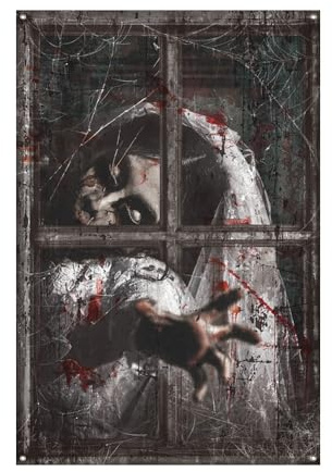 CGVG Halloween Deko Horror Fensterbilder Gruselige Fensteraufkleber Türdeko Wanddeko Fensterdeko Halloween Decoration Outdoor Innen Garten Horror Party (BYJC008)