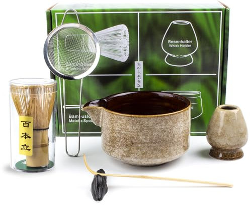 7-pièces Matcha Set, 580ml Matcha Bol, Matcha Fouet,Matcha Porte-Fouet,Matcha Cuillère, Matcha Whisk Set