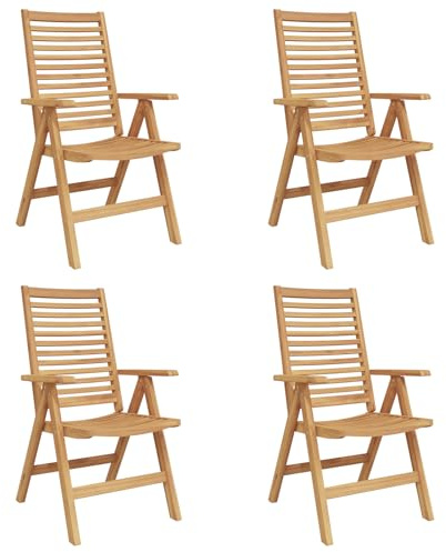 vidaXL Stuhl 4 STK. Braun Massivholz Teak Umwandelbar