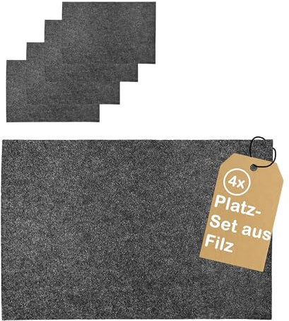CULT at home 4tlg Set Tischsets Filz Untersetzer - 4 x Platzset Placemats 45 x 30 cm - Tischdeckchen Tischdeko - Deko und Schutz für Essttisch Wohnzimmertisch Beistelltisch