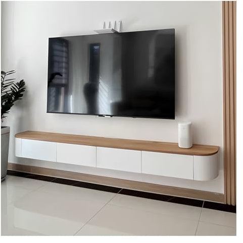 Meuble TV Flottant, Meuble TV Suspendu,Meuble TV Mural en Bois Massif avec 2 Tiroirs,Console Multimédia TV,Étagère De Rangement pour Salon Ou Chambre,Plusieurs Tailles(Orange,3m)