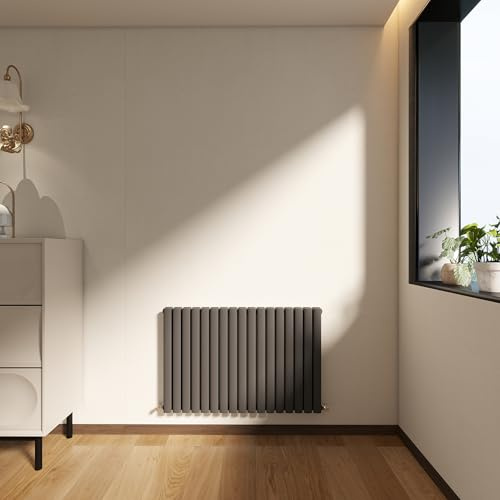 Horizontal Designer Oval Column Radiator 600x1003mm Anthracite Double | Central Heating Rads,Wall Mounted Radiators,Modern Column Radiator,Suitable for Bathrooms, Living Rooms & Hallways