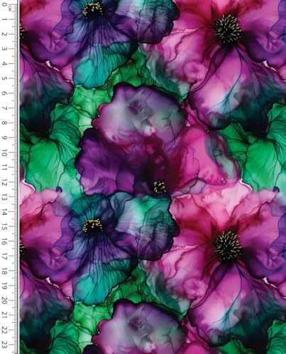 Baumwolljersey Digitaldruck Blumen - dehnbarer Stoff Meterware Monster Trucks - Jersey stretch Bekleidungsstoff Monstertrucks *Ab 50 cm, Muster: 001 Blumen aquarell fuchsia